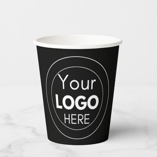 Gobelets En Papier Logo d'entreprise Noir élégant moderne Professionn (Recto)