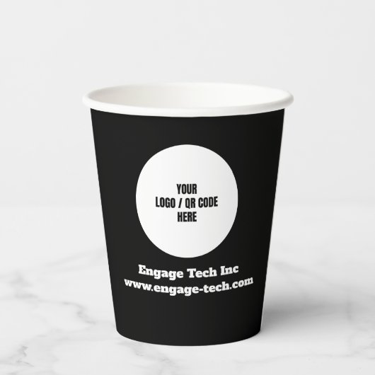 Gobelets En Papier Logo d'entreprise personnalisé | Nom | Design mode (Verso)