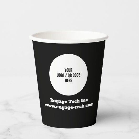 Gobelets En Papier Logo d'entreprise personnalisé | Nom | Design mode (Recto)
