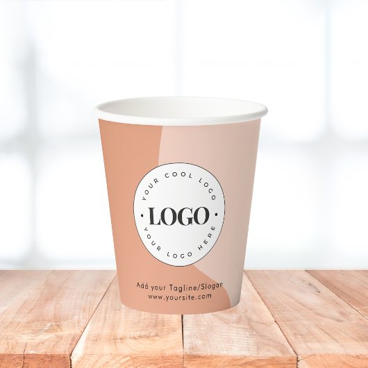 Gobelets En Papier Logo d'entreprise personnalisé Pêcher Boho Waves B