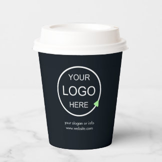 Gobelets En Papier Logo d'entreprise | QR Code Black Modern Professio