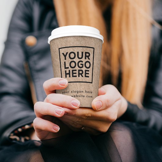Gobelets En Papier Logo d'entreprise Stylish Rustic Kraft