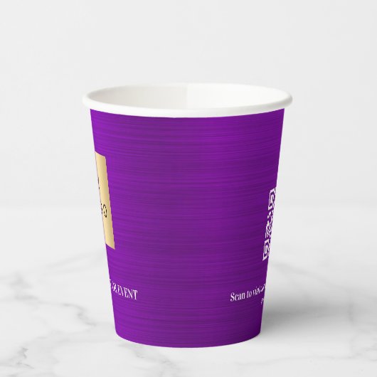 Gobelets En Papier Logo d'entreprise violet code qr (Gauche)