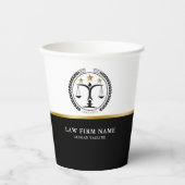 Gobelets En Papier Logo Droit Justice Black White Gold (Recto)