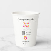Gobelets En Papier logo du site Web d'analyse de code QR d'avis Googl (Verso)