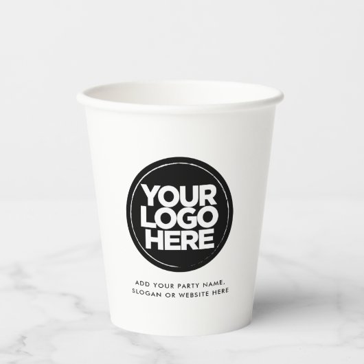 Gobelets En Papier Logo et texte personnalisés (Recto)