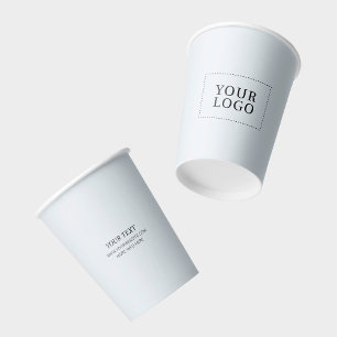 Gobelets En Papier Logo minimal d'affaires gris personnalisé