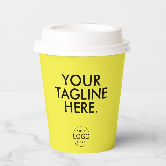 Gobelets En Papier Logo noir jaune QR Code Société Swag (Recto)