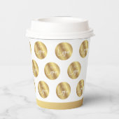 Gobelets En Papier Logo Pattern Faux Gold Company Branded Event (Verso)