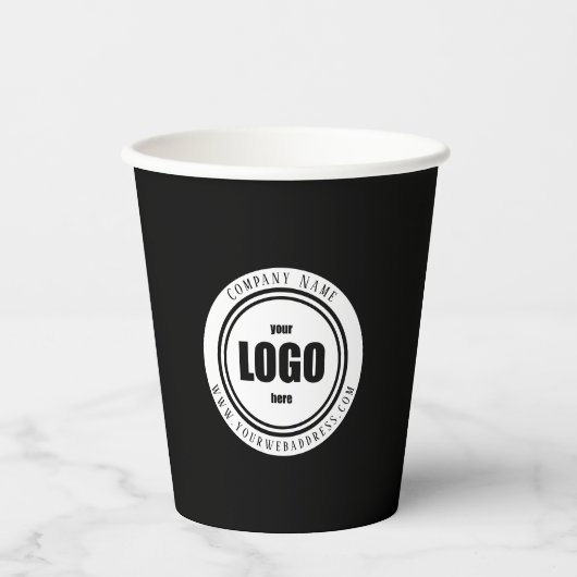 Gobelets En Papier Logo personnalisé noir (Recto)
