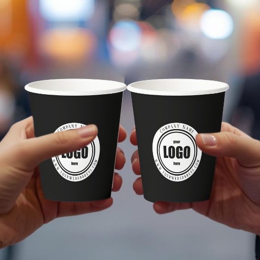 Gobelets En Papier Logo personnalisé noir