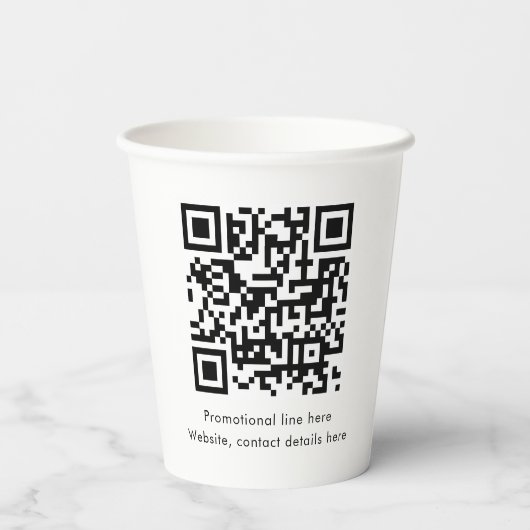 Gobelets En Papier Logo professionnel simple blanc Code QR (Verso)
