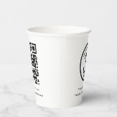 Gobelets En Papier Logo professionnel simple blanc Code QR (Droite)