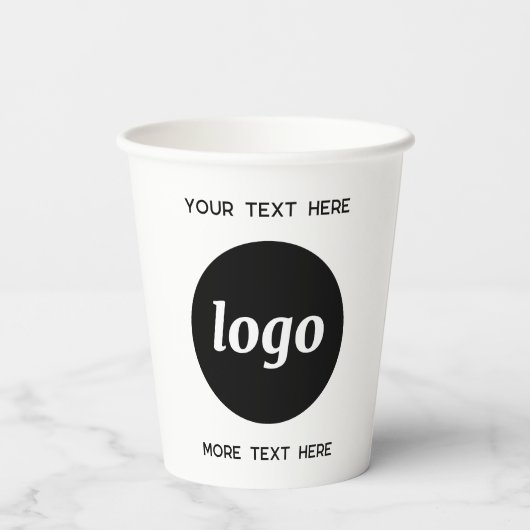 Gobelets En Papier Logo Simple Avec Entreprise Texte (Verso)