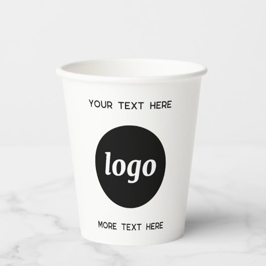Gobelets En Papier Logo Simple Avec Entreprise Texte (Recto)