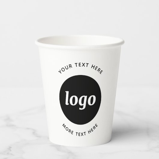 Gobelets En Papier Logo Simple Avec Entreprise Texte (Verso)