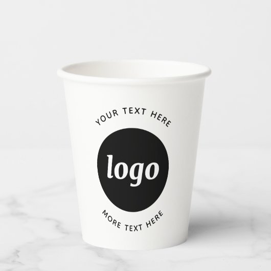Gobelets En Papier Logo Simple Avec Entreprise Texte (Recto)