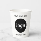 Gobelets En Papier Logo Simple Avec Texte Entreprise (Verso)