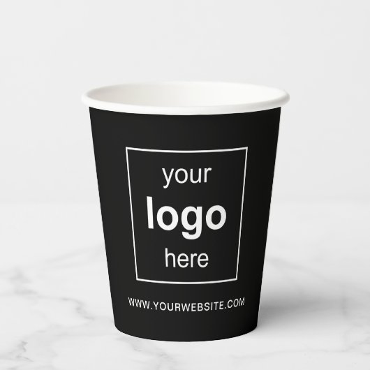 Gobelets En Papier Logo simple Black Custom Business (Verso)