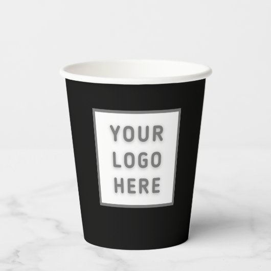 Gobelets En Papier Logo simple Modèle Business Promo Swag Noir (Verso)