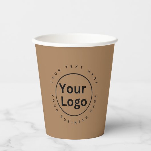 Gobelets En Papier Logo simple pour entreprise brun (Recto)