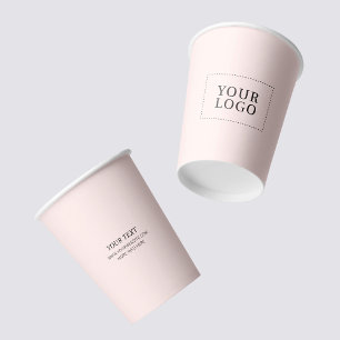 Gobelets En Papier Logo simple rose minimaliste personnalisable pour