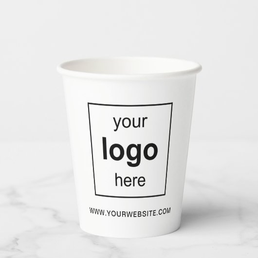 Gobelets En Papier Logo Simple White Business (Verso)