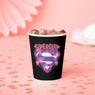 Gobelets En Papier Logo Supergirl grunge rose et violet