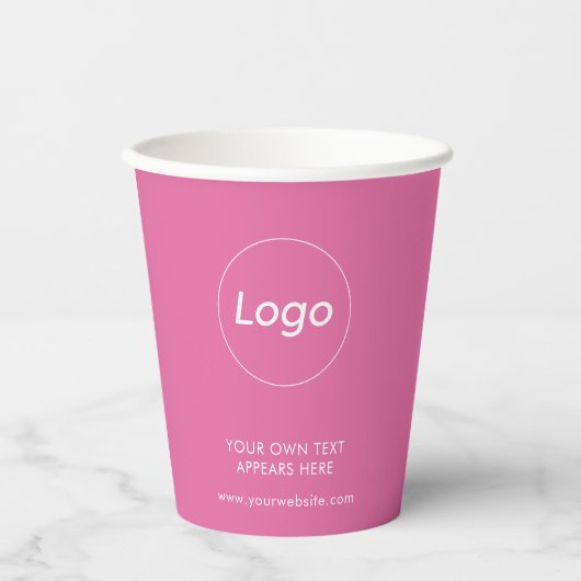 Gobelets En Papier Logo Takeaway Café Business Pink (Recto)