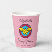 Gobelets En Papier Logo Wonder Woman | Nouveau bébé bientôt (Recto)