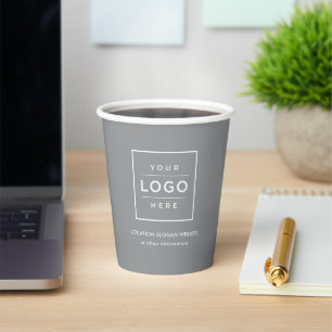 Gobelets En Papier Logotype Affaires Gris Hospitalité