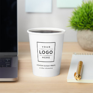 Gobelets En Papier Logotype d'entreprise blanc pour l'hôtellerie
