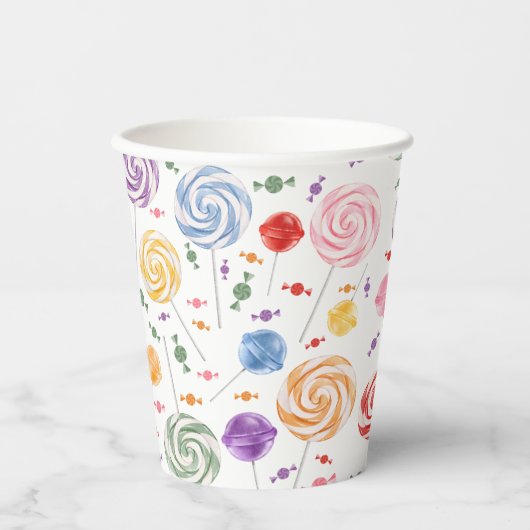 Gobelets En Papier Lollipop Motif coloré (Recto)