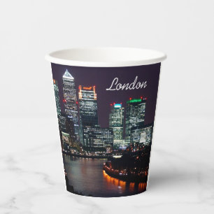 Gobelets En Papier Londres City Night Skyline Royaume-Uni Voyage