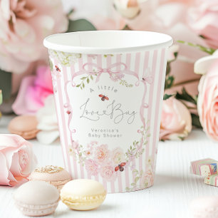 Gobelets En Papier Love Bug Floral Rose Ruban Baby Shower