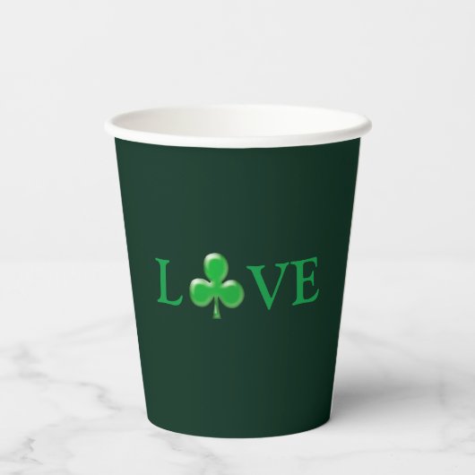 Gobelets En Papier Love dark Green Shamrock irlandais St. Patrick's D (Verso)
