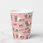 Gobelets En Papier Love Ferrets - Coupes de papier rose (Verso)