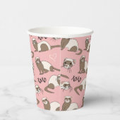Gobelets En Papier Love Ferrets - Coupes de papier rose (Droite)