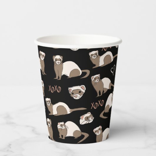 Gobelets En Papier Love Ferrets - Noir (Verso)