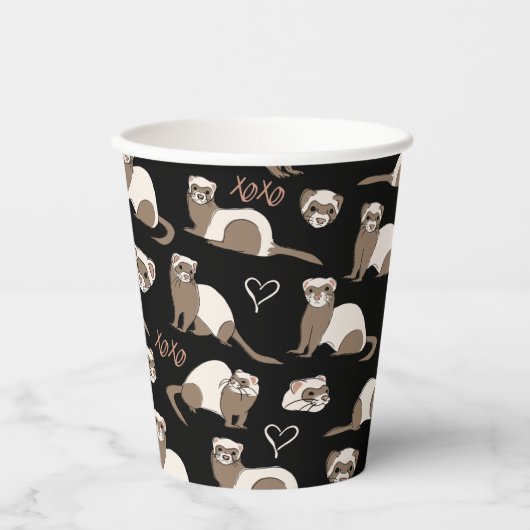 Gobelets En Papier Love Ferrets - Noir (Recto)