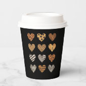 Gobelets En Papier Love Heart Leopard Cute Valentine's Day (Recto)