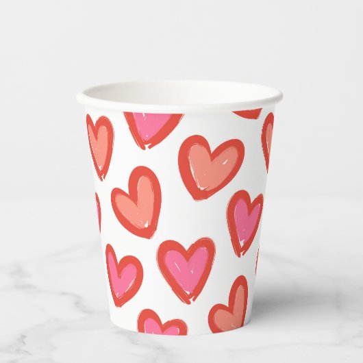 Gobelets En Papier Love Hearts Saint Valentin (Recto)