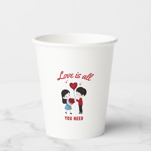 Gobelets En Papier Love Is All You Need (Recto)