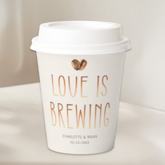Gobelets En Papier Love Is Brewing Coffee Paper Cups Wedding Shower