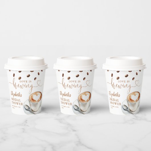 Gobelets En Papier Love Is Brewing Coffee Theme Bridal Shower (Multi)