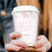 Gobelets En Papier Love Shack Bébé rose Baby shower floral