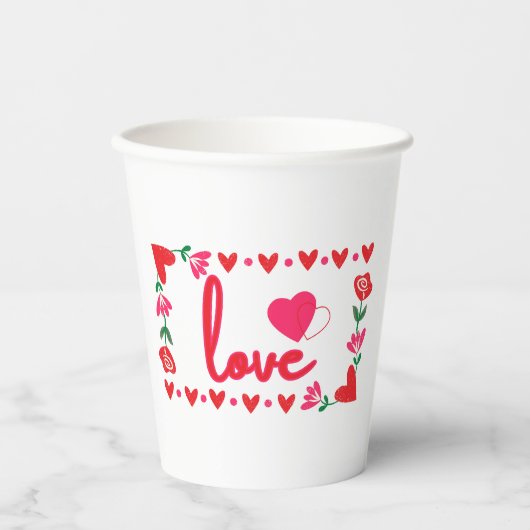 Gobelets En Papier Love Valentine's Day Paper Cups (Recto)