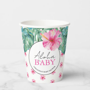 Gobelets En Papier Luau Baby shower Hibiscus tropical