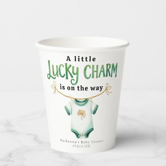 Gobelets En Papier Lucky Charm Irlandais Baby shower tasses de papier (Recto)
