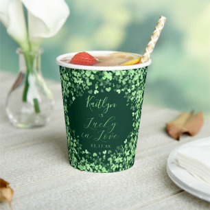 Gobelets En Papier Lucky In Love Saint-Patrick Fête de Mariage